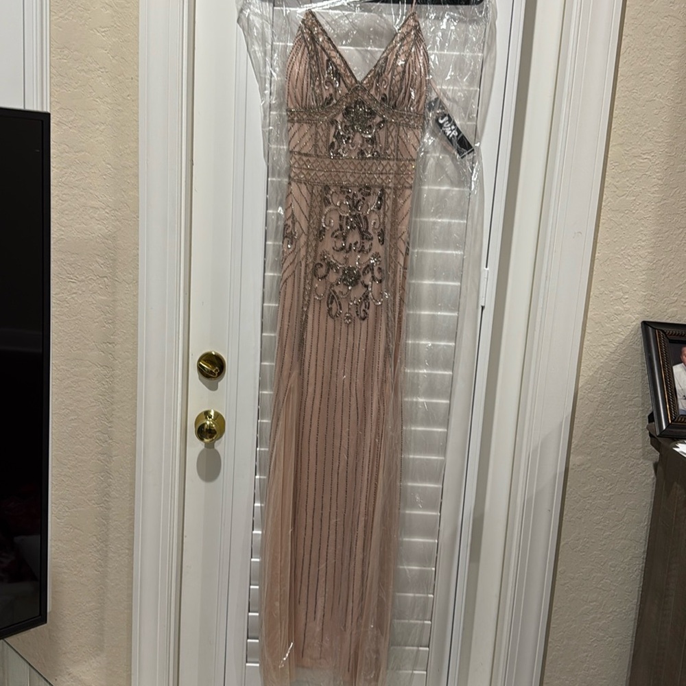 Jump Elegant Beaded Evening Gown – Size 5/6 (Color: Blush) - Picture 2 of 11